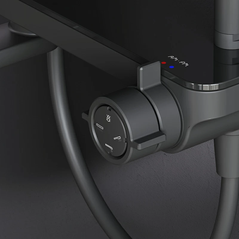 Душевая система AM.PM Like F0780722 стойка с тропическим душем, смесителем, изливом, черная матовая