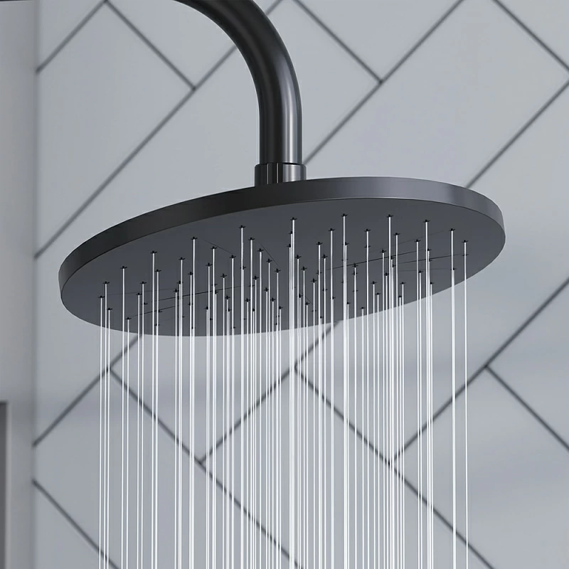 Душевая система Damixa Jupiter 977770300 стойка с тропическим душем, гигиеническим душем, смесителем, изливом, черная