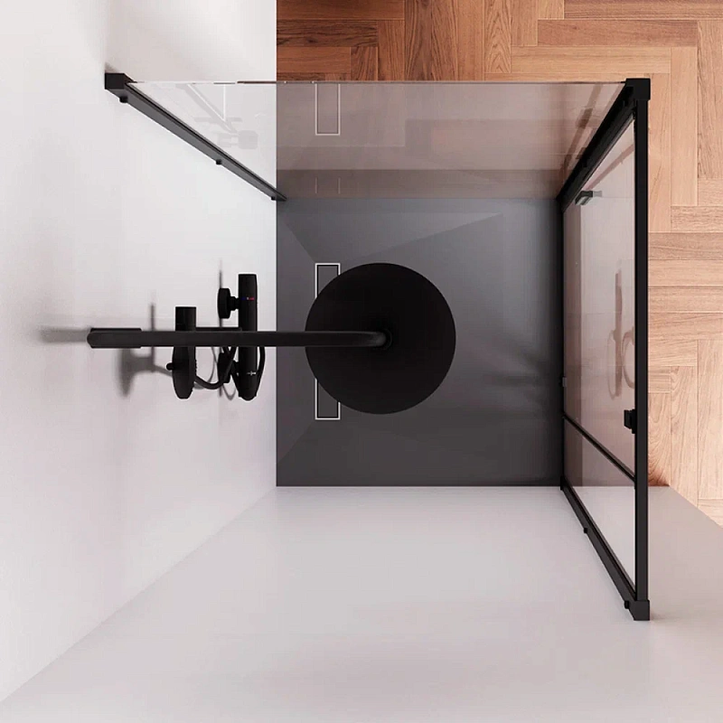 Душевое ограждение без поддона 90x90 AM.PM Gem W90G-404-9090-BT профиль черный матовый