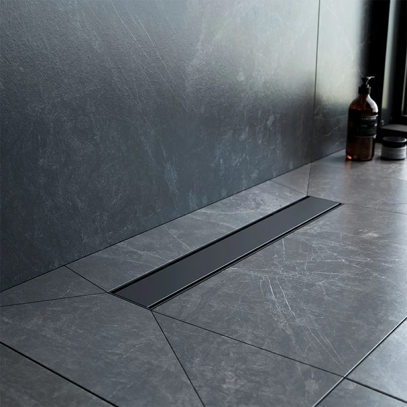 Душевой трап (лоток) 50 AM.PM PrimeFlow W02SC-U11-050-04BM комбинированный затвор с черной матовой решеткой под плитку