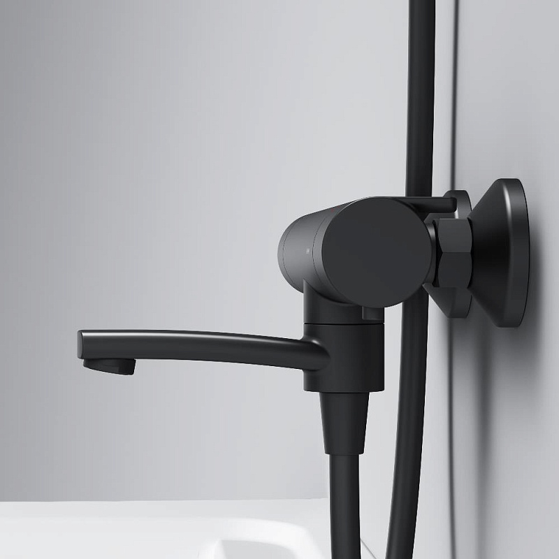 Смеситель для ванны и душа AM.PM X-Joy F85A50022 терсмостат, поворотный излив, черный