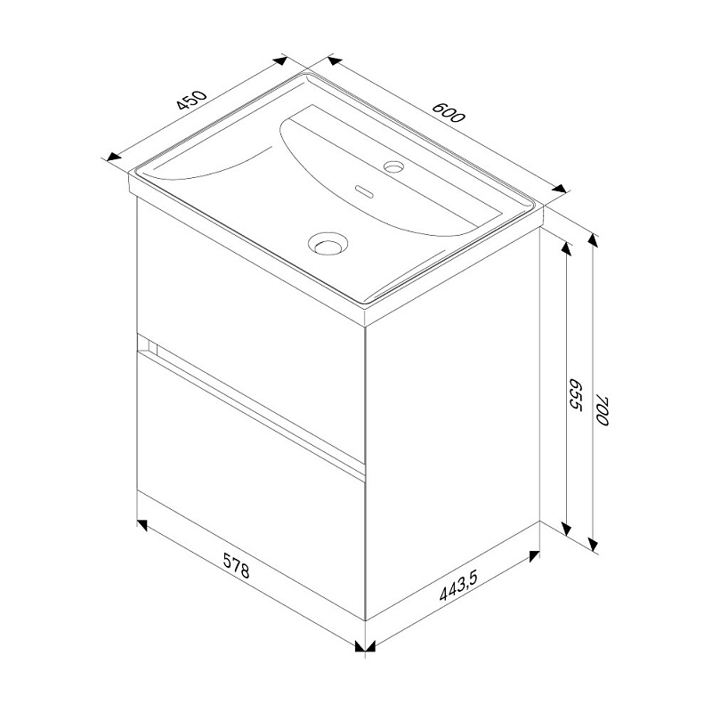 Тумба с раковиной 60 AM.PM Above M9X-FHX0602WG-WCC0600WG подвесная белая глянцевая