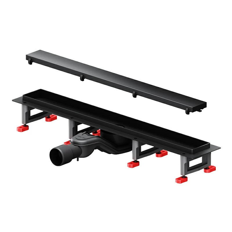 Душевой трап (лоток) 60 AM.PM MasterFlow W01SC-U11-060-04BM комбинированный затвор с черной матовой решеткой под плитку