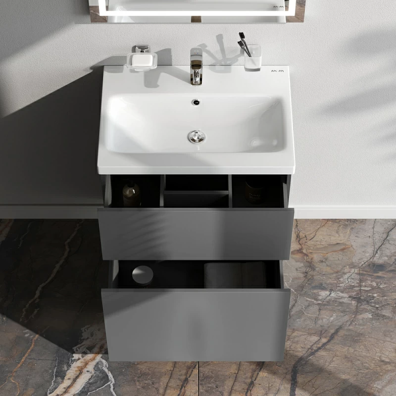 Тумба под раковину 60 AM.PM Gem M90FSX06022GM32 напольная графит матовый
