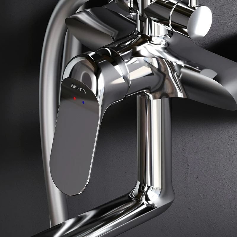 Душевая система AM.PM Sunny F0785C900 стойка с тропическим душем, смесителем, изливом, хром