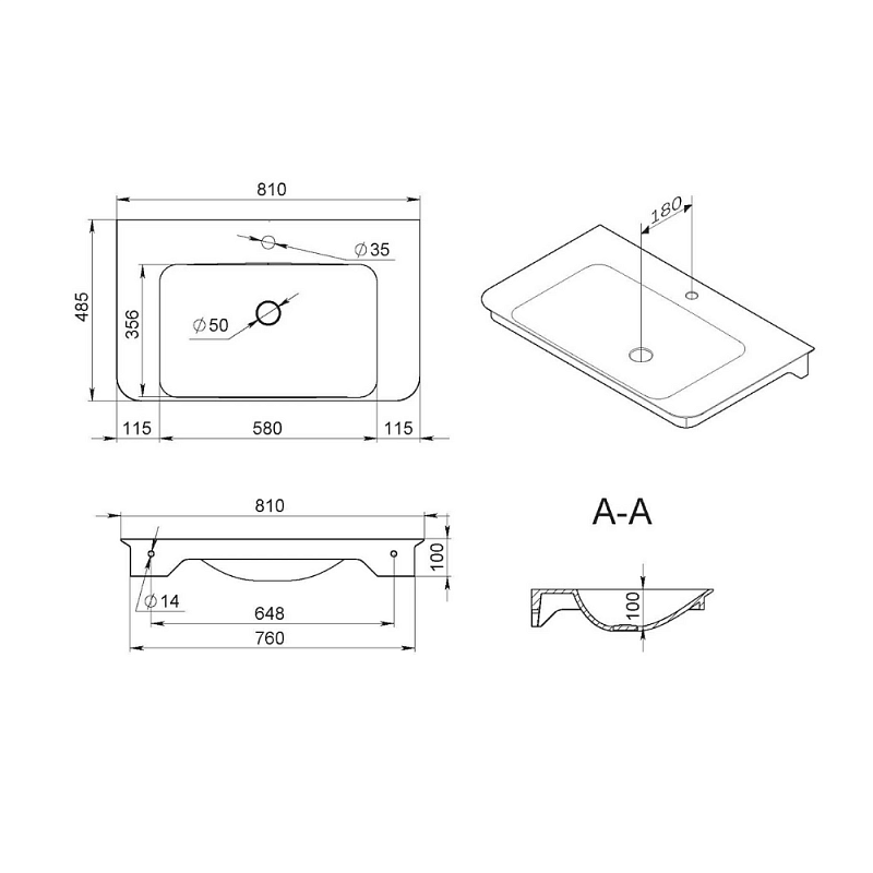 Раковина мебельная 80 AM.PM Sensation M30WPC0801WG белая встраиваемая