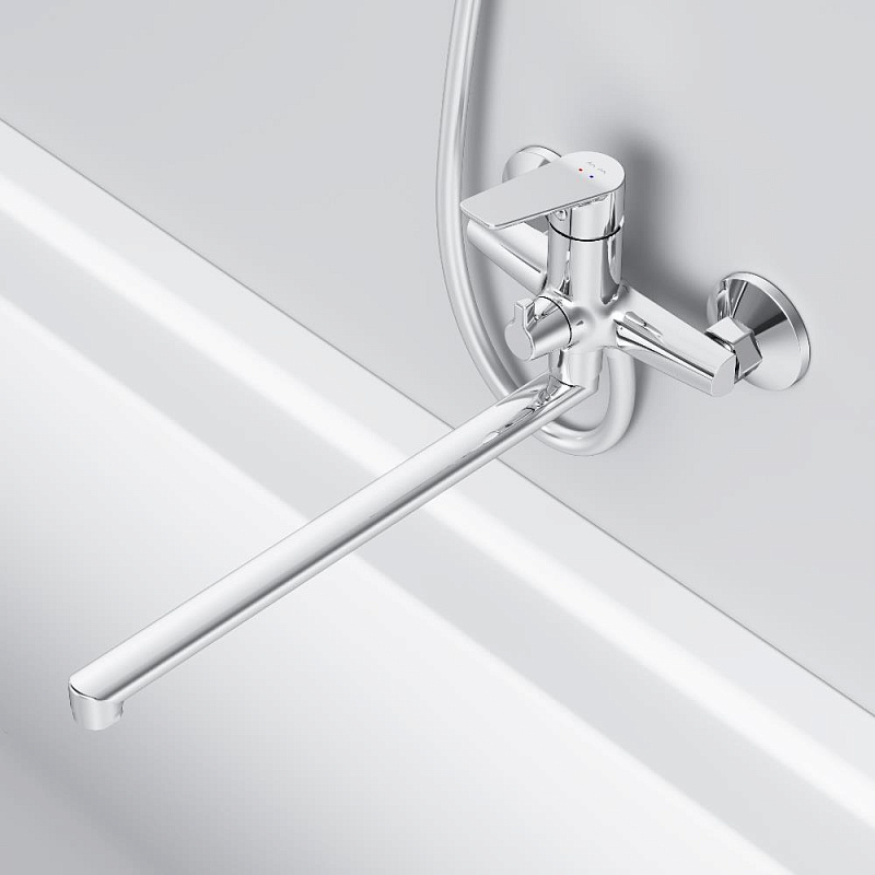 Смеситель для ванны и душа AM.PM Crave F9C90200 длинный излив, хром