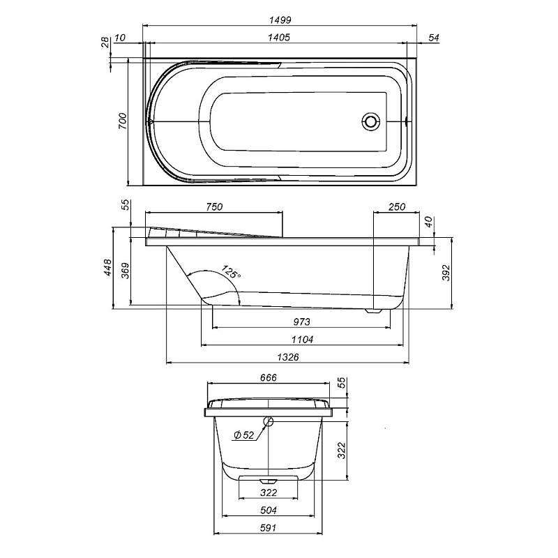 Панель 150 AM.PM W80A-150-070W-P под ванну Like