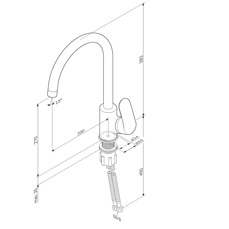 Смеситель для кухни AM.PM Like F8007122 высокий, черный