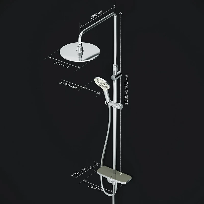 Душевая система AM.PM Like F0780200 стойка с тропическим душем, хром