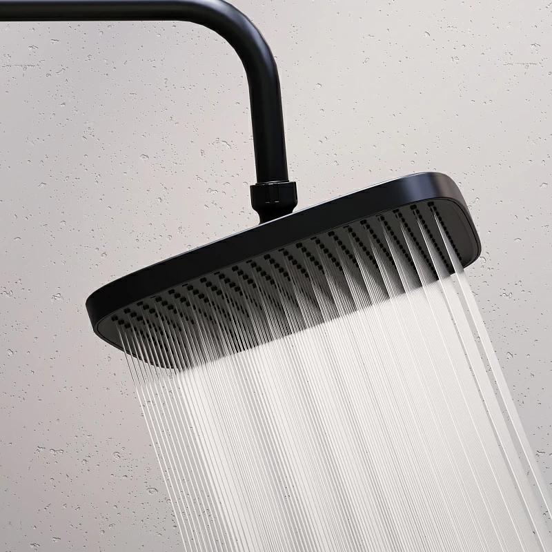 Душевая система Damixa Gala 953770300 стойка с тропическим душем, термостатом, смесителем, черная матовая