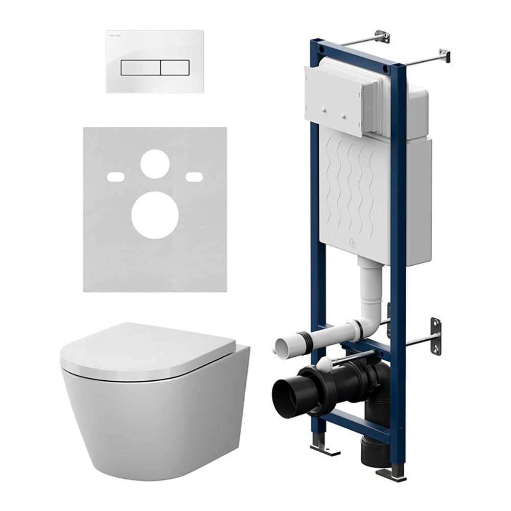 Инсталляция ErgoFit с подвесным унитазом Aquaspin и клавишей X-Joy IS110301.851900, Синий, белый