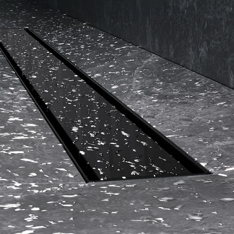 Душевой трап (лоток) 90 AM.PM MasterFlow W01SC-U11-090-04BM комбинированный затвор с черной матовой решеткой под плитку