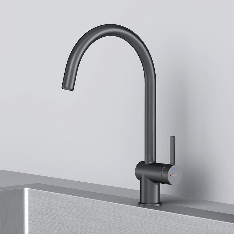 Смеситель для кухни AM.PM Func F8F07022 высокий с С-изливом, черный