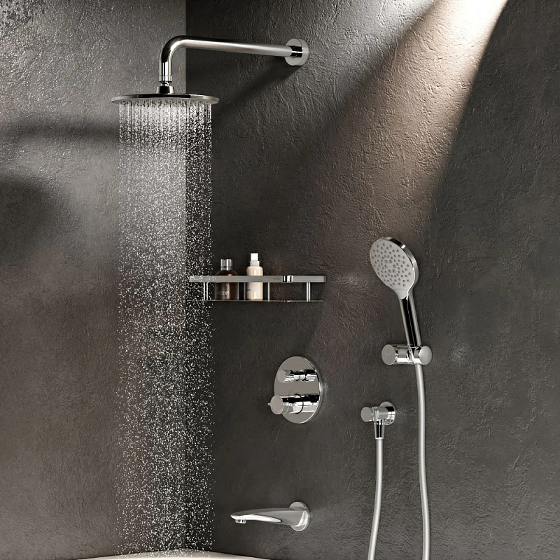 Встраиваемая душевая система AM.PM X-Joy FT85A3RH10 хром: тропический верхний душ, ручной душ, термостат