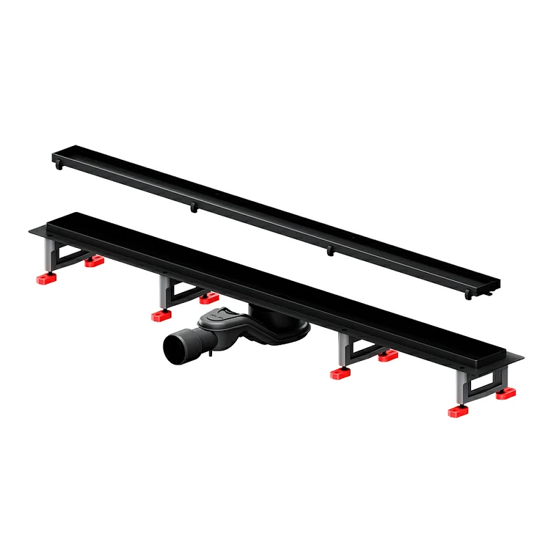 Душевой трап (лоток) 90 AM.PM MasterFlow W01SC-U11-090-04BM комбинированный затвор с черной матовой решеткой под плитку