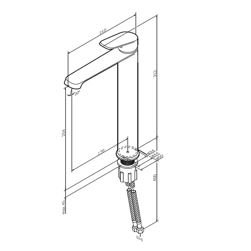 Смеситель для раковины (умывальника) AM.PM Func F8F92022 высокий, черный