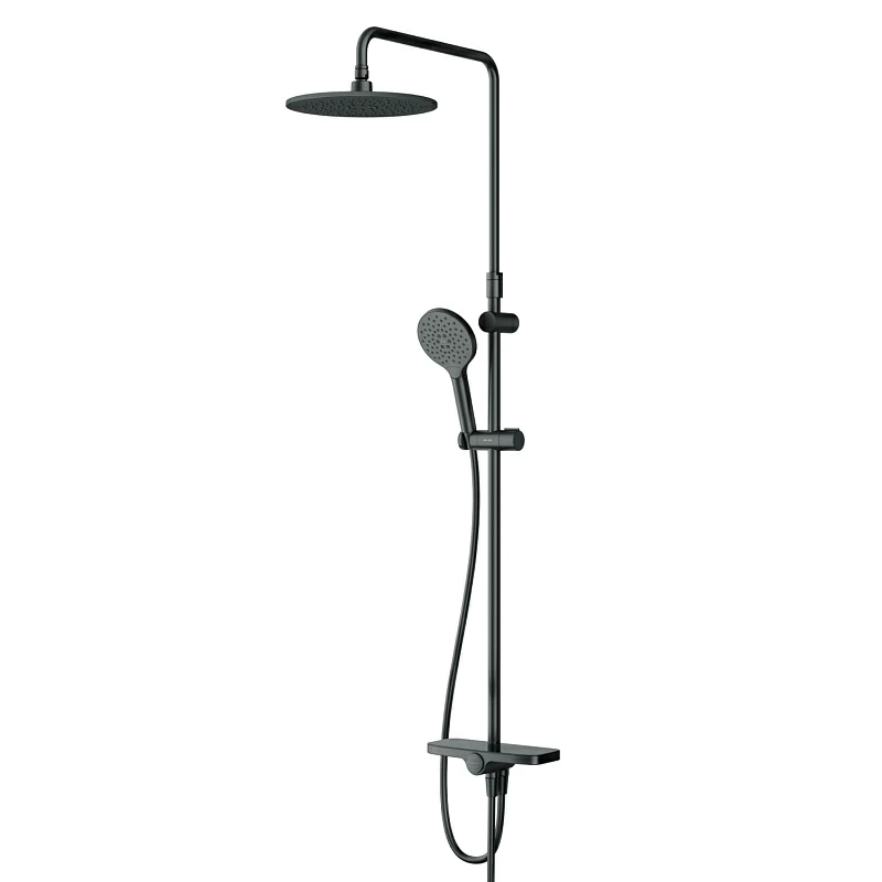 Душевая система AM.PM Like F0780222 стойка с тропическим душем, черная матовая