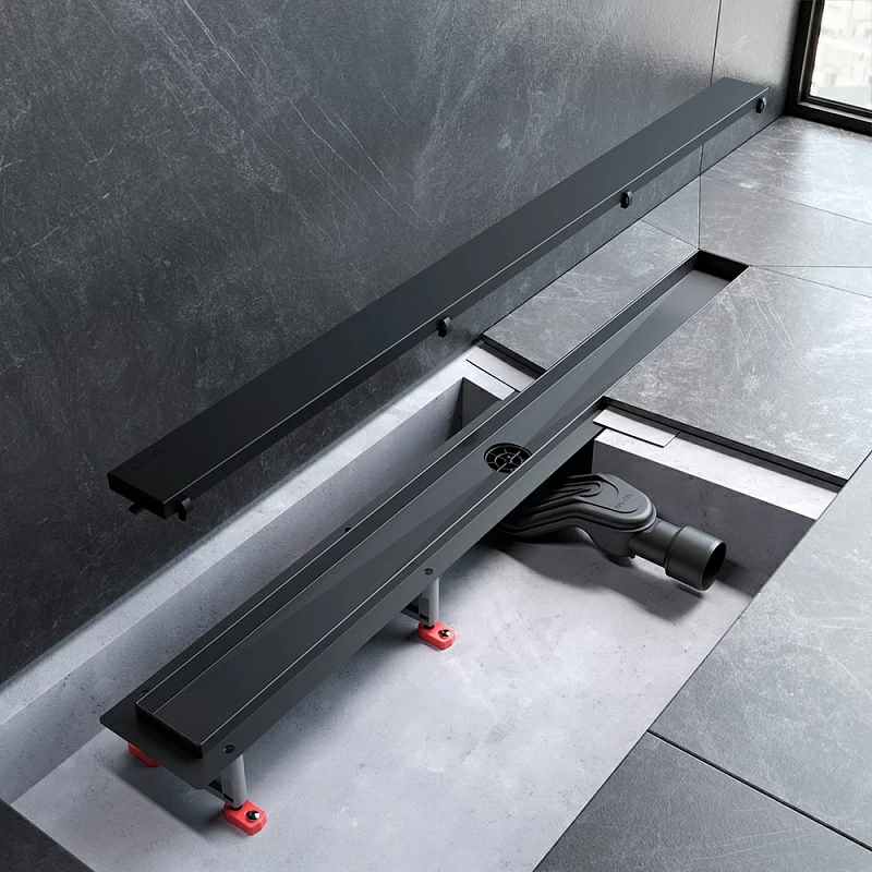 Душевой трап (лоток) 90 AM.PM MasterFlow W01SC-U11-090-04BM комбинированный затвор с черной матовой решеткой под плитку