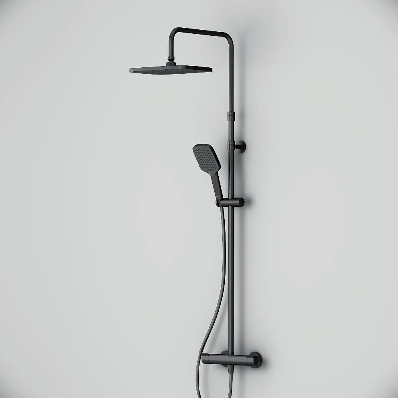 Душевая система AM.PM Func F078F422 стойка с тропическим душем, термостатом, смесителем, черная
