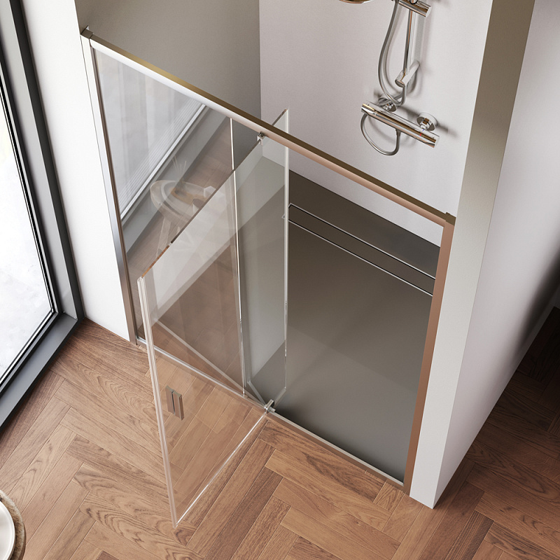 Душевая перегородка с дверью 120x195 AM.PM Gem W90G-120-1P-MT прозрачное стекло, профиль серебристый