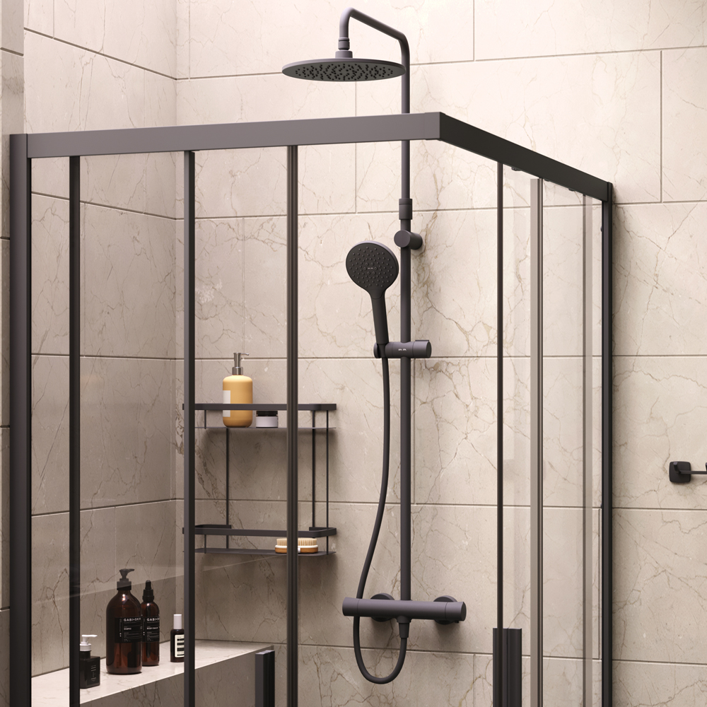 Комплект для ванной комнаты, зона помывочной 120x80 см Gem S WK93ER, Черный
