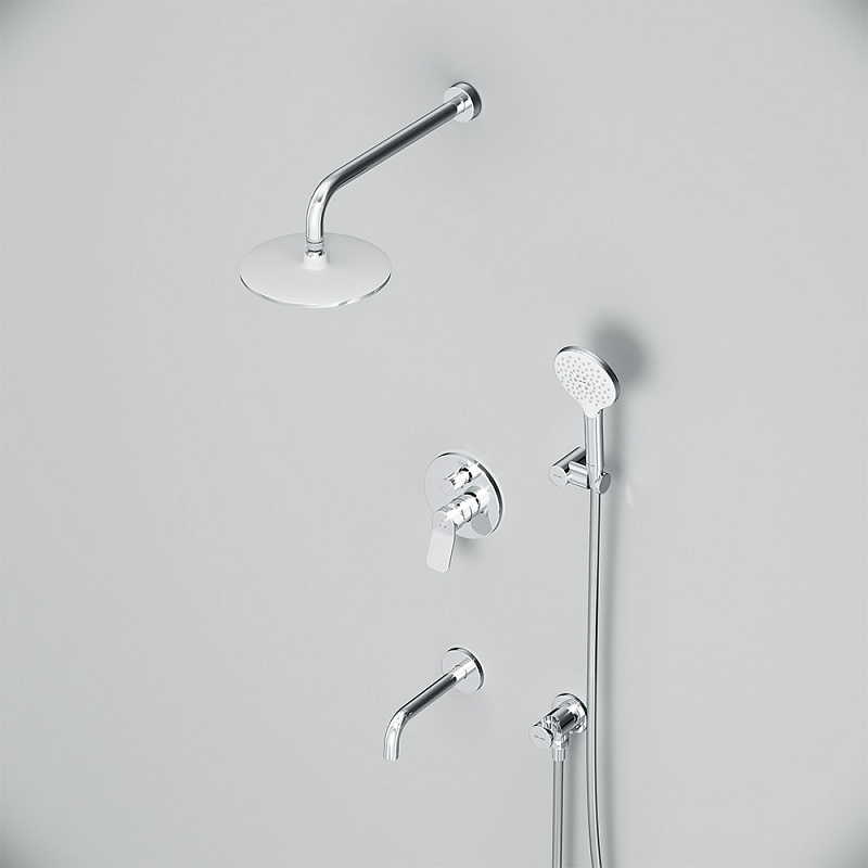 Встраиваемая душевая система AM.PM X-Joy FB85A3RH30 хром: тропический верхний душ, излив с душевой лейкой