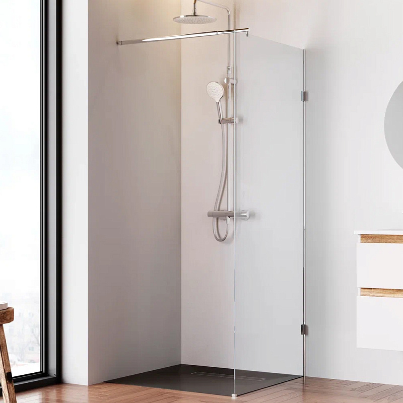 Душевая перегородка 80x195 AM.PM X-Joy W94WI-80-F1-MTE прозрачное стекло, профиль хром