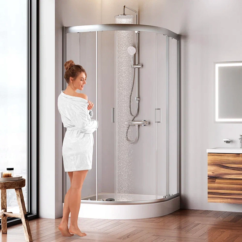 Душевое ограждение без поддона 100x100 AM.PM Gem W90G-401-100WT профиль серебристый