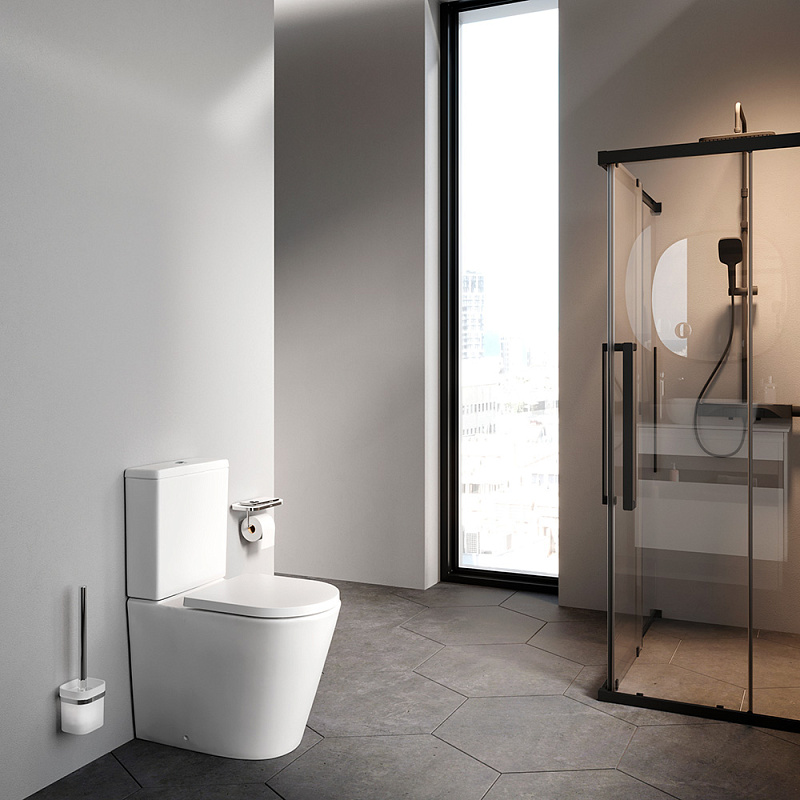 Унитаз-компакт напольный AM.PM Flash C9H8600LMSC безободковый с сиденьем микролифт, белый