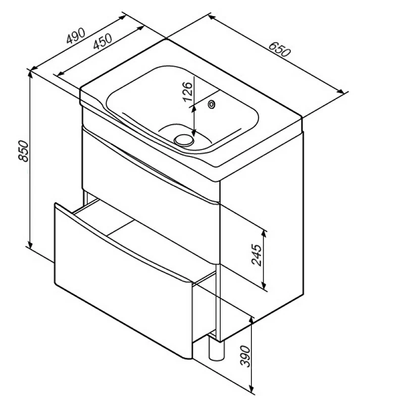 Тумба под раковину 65 AM.PM Like M80FSX0652WG напольная белый глянец