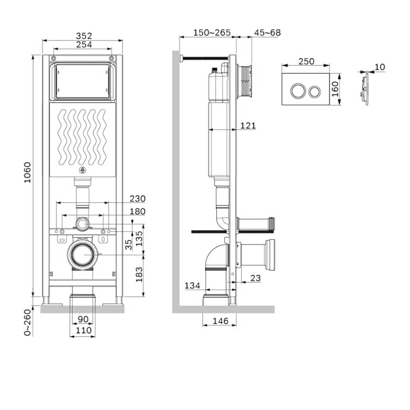 Инсталляция для подвесного унитаза AM.PM ErgoFit I012711.0151 с клавишей ErgoFit L хром