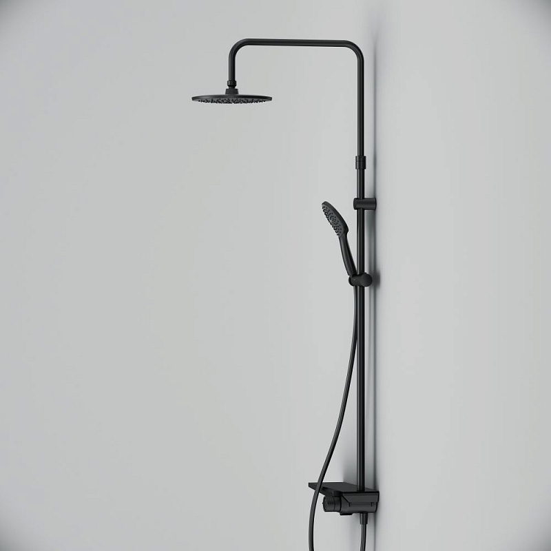 Душевая система AM.PM Gem F0790722 стойка с тропическим душем, смесителем, изливом, черный