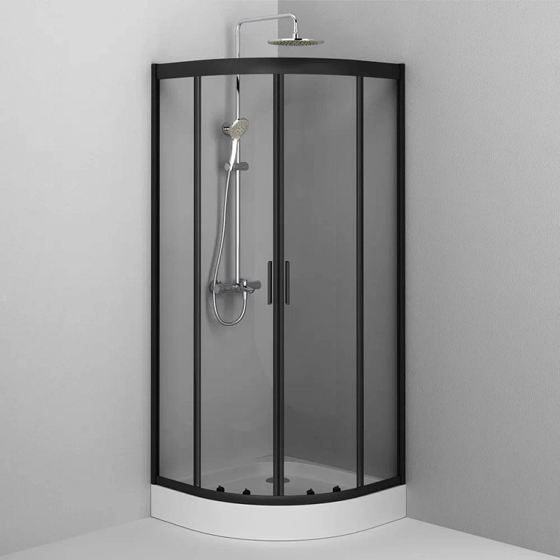 Душевое ограждение без поддона 80x80 AM.PM Gem W90G-401-080BT профиль черный матовый