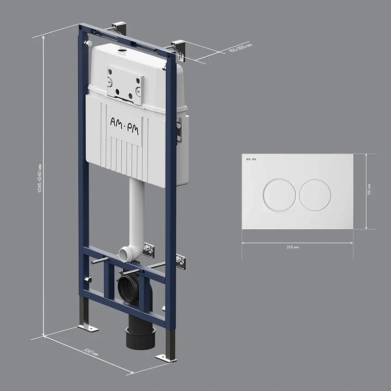 Инсталляция для подвесного унитаза AM.PM MasterFit I012710.0101 с механ. клавишей ProC L белый глянец