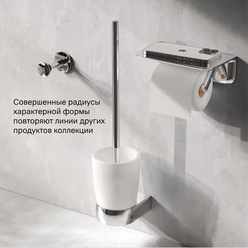 Ершик для унитаза AM.PM Sensation A3033300 со стеклянной настенной подставкой, хром