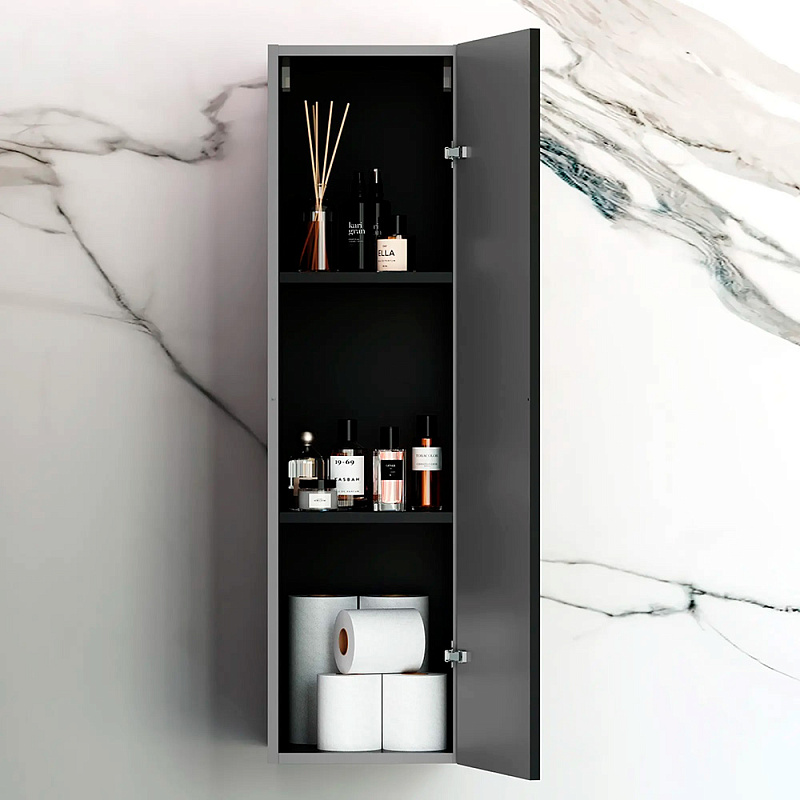 Шкаф-пенал для ванной 30 AM.PM Struktura M9SCHR0306BMVS навесной, черный матовый