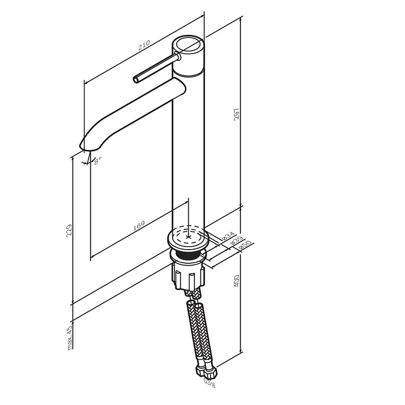 Смеситель для раковины (умывальника) AM.PM Libre F6092022 высокий черный