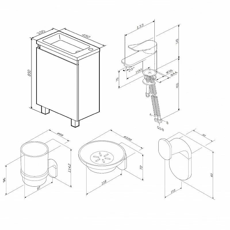 Секция мебели для ванной AM.PM X-Joy BK85FJ