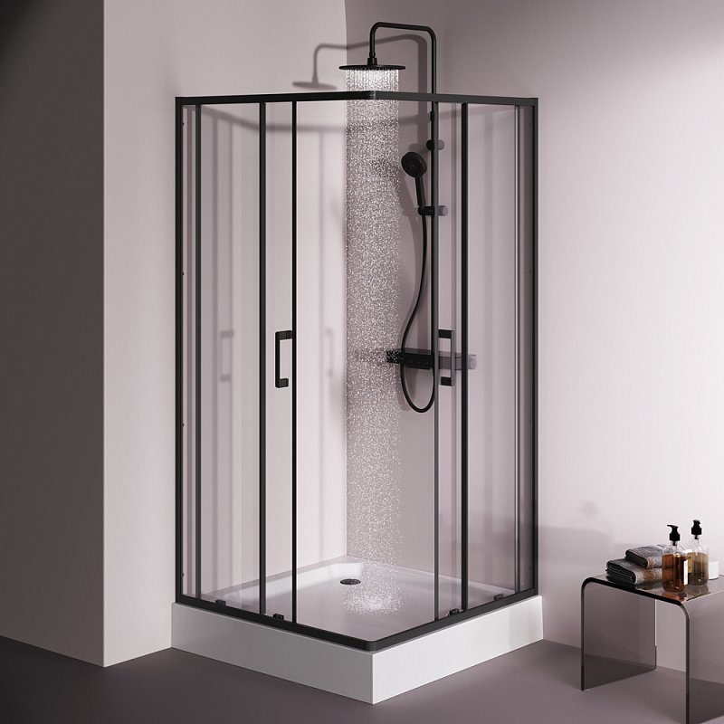 Душевое ограждение без поддона 100x100 AM.PM Above W9XG-403-100100-BT профиль черный