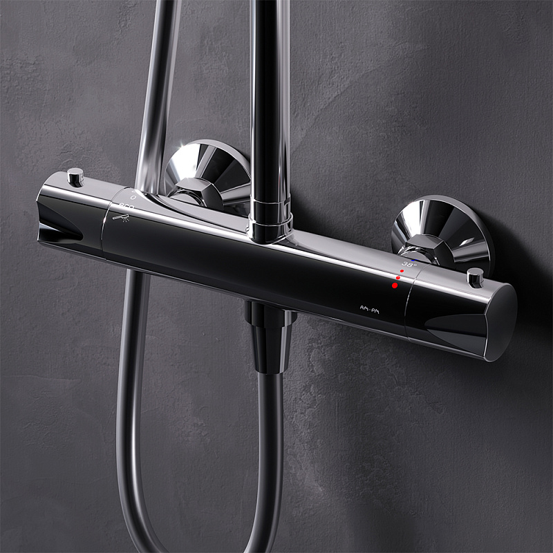 Душевая система AM.PM Crave F079C400 стойка с тропическим душем, термостатом, смесителем, хром