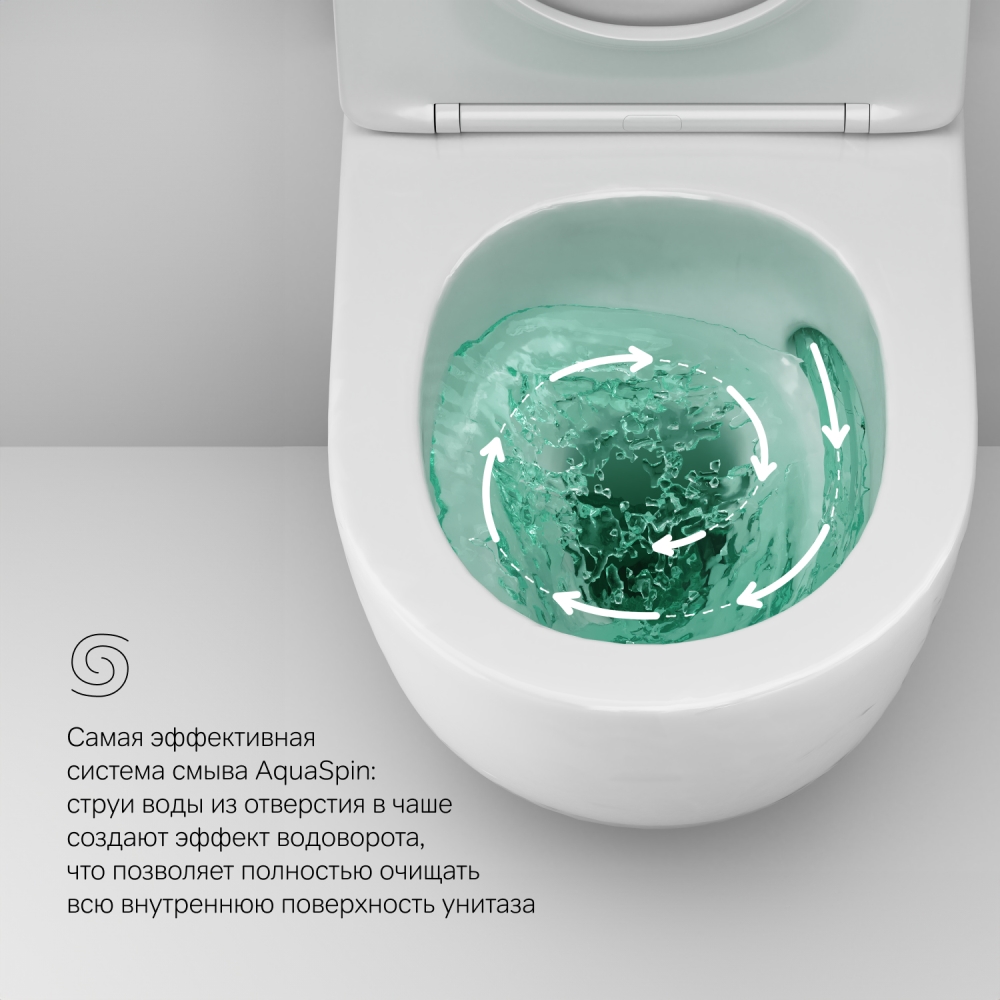 Унитаз подвесной AquaSpin с сиденьем микролифт Like C801900SC, Белый