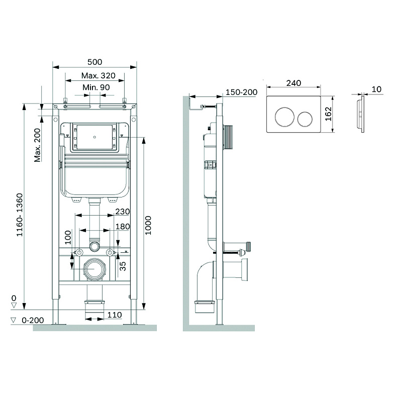 Инсталляция для подвесного унитаза AM.PM MasterFit I012713.0151 с механ. клавишей L, хром