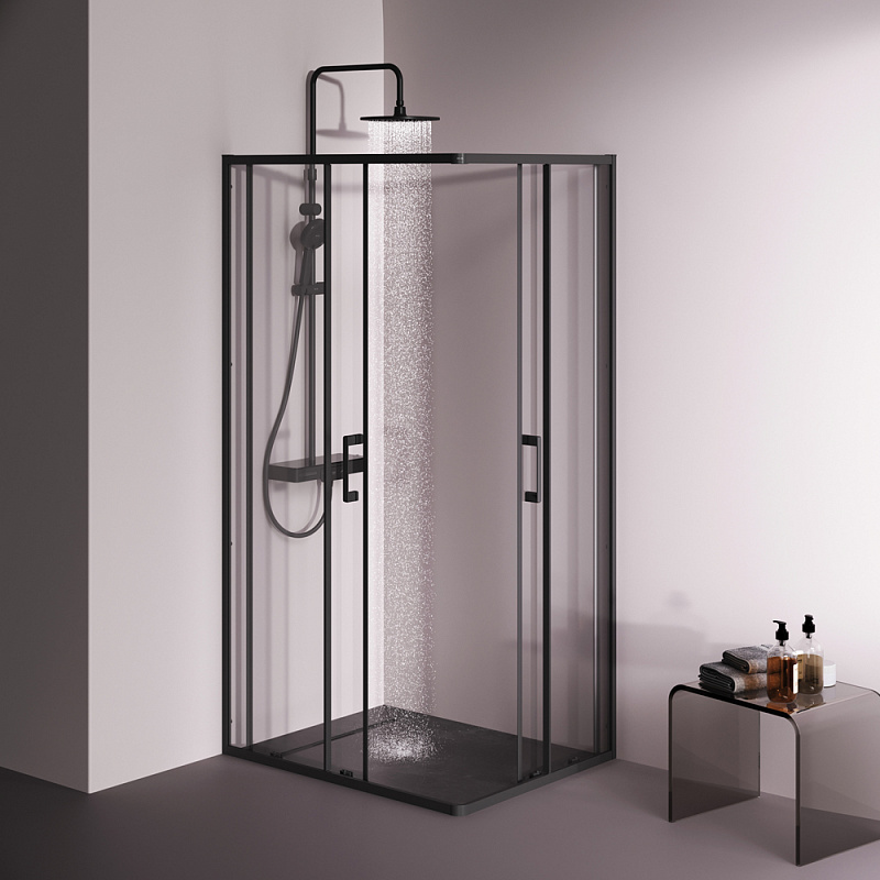 Душевое ограждение без поддона 100x80 AM.PM Above W9XG-403-10080-BT профиль черный