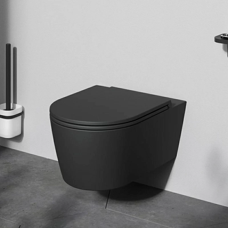 Унитаз подвесной AM.PM Func C8F1701MBSC (глубина 54 см) безободковый с сиденьем микролифт, чёрный матовый