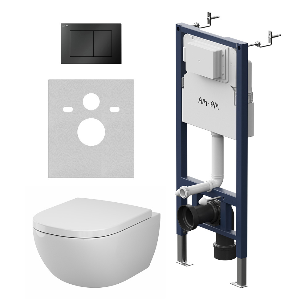 Инсталляция PrimeFit с подвесным унитазом Aquaspin и клавишей Above IS90238.9X1900, Синий, белый, черный