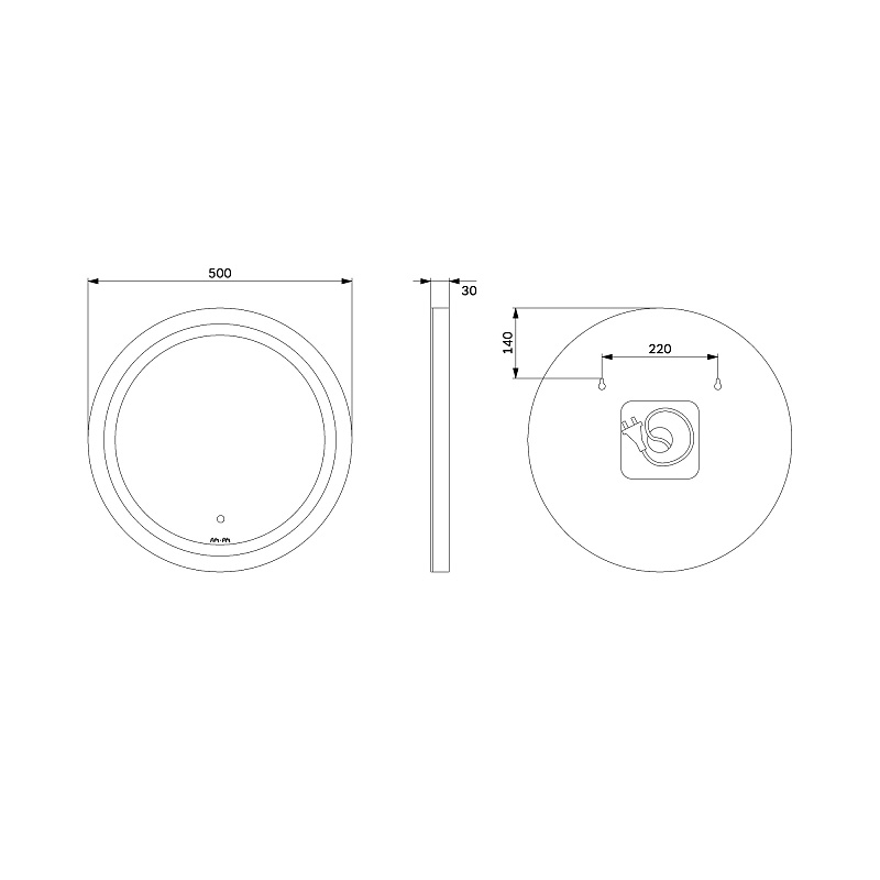 Зеркало с подсветкой в ванную круглое 50 AM.PM X-Joy M85AMOX0501WG сенсорное
