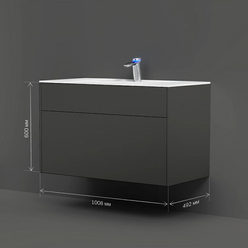 Тумба под раковину 100 AM.PM Inspire 2.0 M50AFHX1003GM подвесная графит матовый