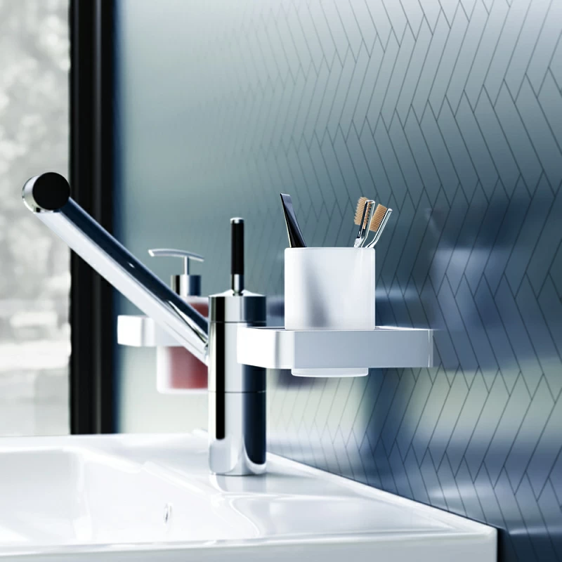 Стакан для зубных щеток настенный Damixa Jupiter DA7734300 стеклянный, хром матовый, черный