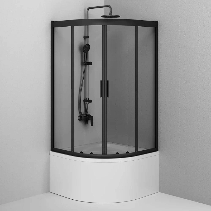 Душевое ограждение без поддона 90x90 AM.PM Gem W90G-401A090BT профиль черный матовый